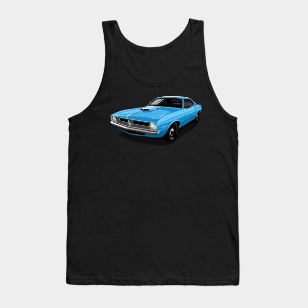 1970 Plymouth Barracuda in Blue Fire Tank Top by candcretro